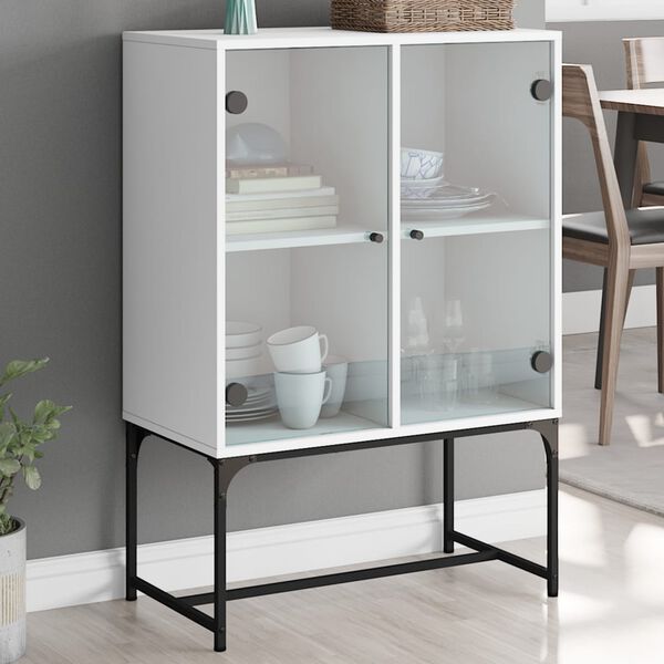 vidaXL Armoire latérale avec portes en verre blanc 69x37x100 cm