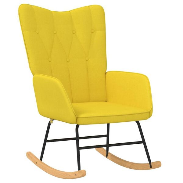 vidaXL Chaise &agrave; bascule Jaune moutarde Tissu