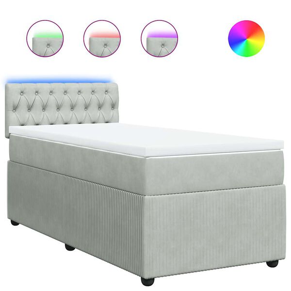 vidaXL Sommier &agrave; lattes de lit et matelas Gris clair 90x200 cm Velours
