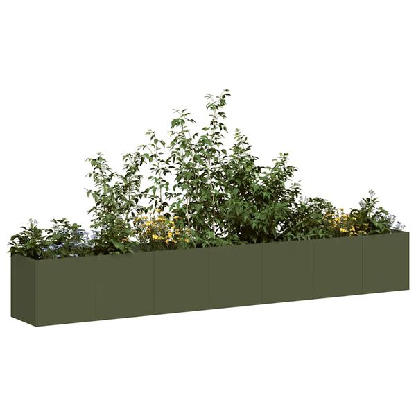 vidaXL Jardini&egrave;re vert olive 280x40x40 cm acier lamin&eacute; &agrave; froid