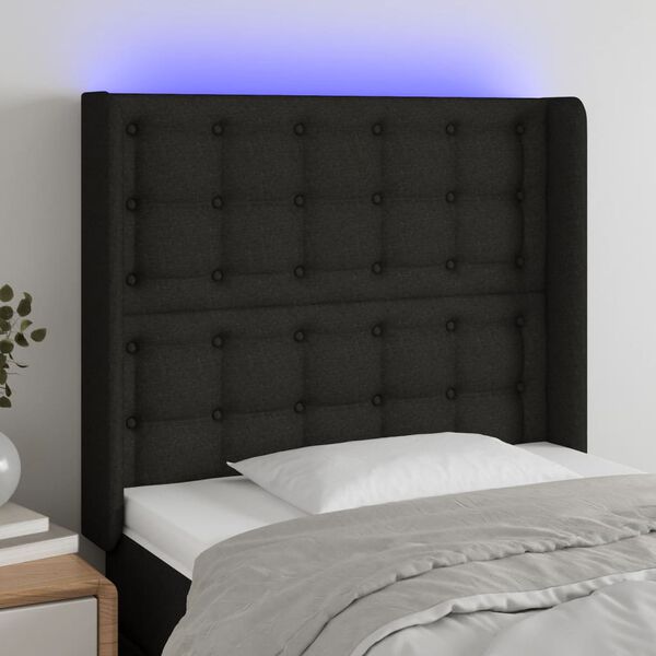 vidaXL T&ecirc;te de lit &agrave; LED Noir 103x16x118/128 cm Tissu