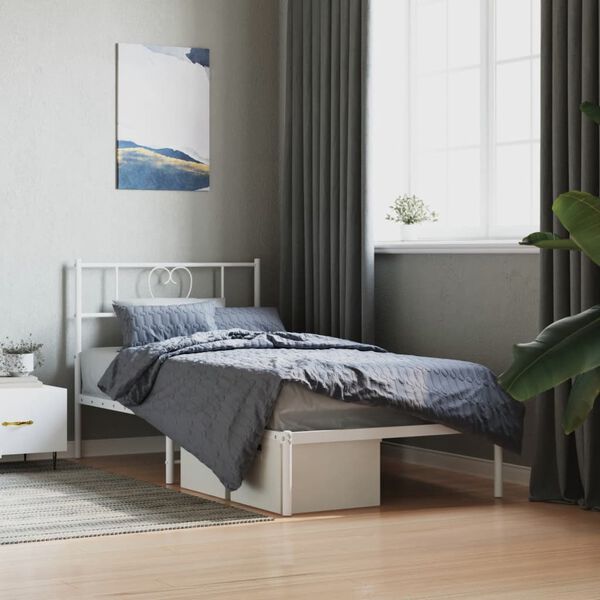 vidaXL Cadre de lit métal sans matelas avec tête de lit blanc 90x200cm