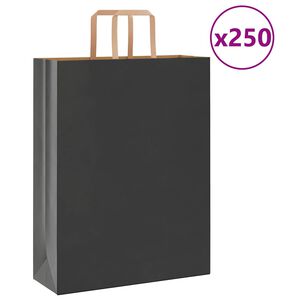 vidaXL Sacs en papier 250 pcs avec poign&eacute;es noir 32x12x42 cm