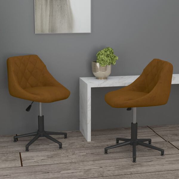 vidaXL Chaises pivotantes &agrave; manger lot de 2 marron velours