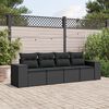 vidaXL Salon de jardin 4 pcs avec coussins noir r&eacute;sine tress&eacute;e