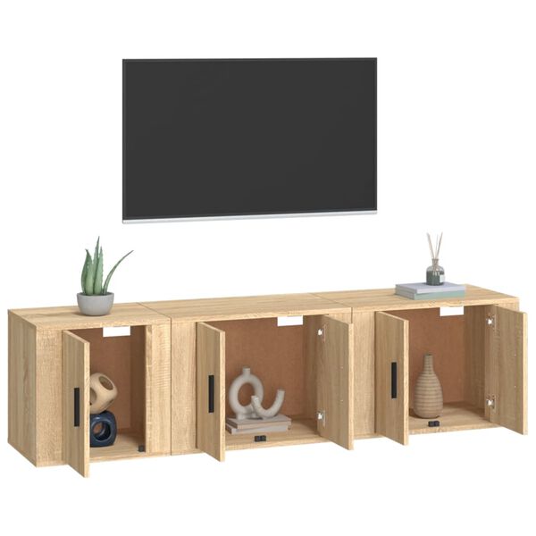 vidaXL Ensemble de meubles TV 3 pcs Ch&ecirc;ne sonoma Bois d'ing&eacute;nierie