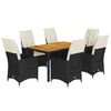 vidaXL Ensemble &agrave; manger de jardin coussins 7pcs Noir R&eacute;sine tress&eacute;e