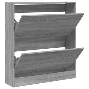 vidaXL Armoire &agrave; chaussures sonoma gris 80x21x87,5cm bois d'ing&eacute;nierie