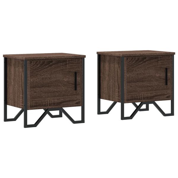vidaXL Tables de chevet 2pcs ch&ecirc;ne marron 40x30x40cm bois d'ing&eacute;nierie