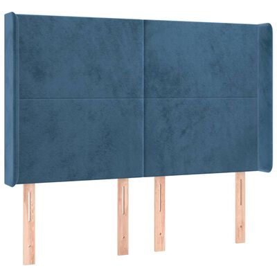 vidaXL Tête de lit avec oreilles Bleu foncé 147x16x118/128 cm Velours