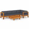 vidaXL Salon de jardin 6 pcs avec coussins gris fonc&eacute; Bois d'acacia