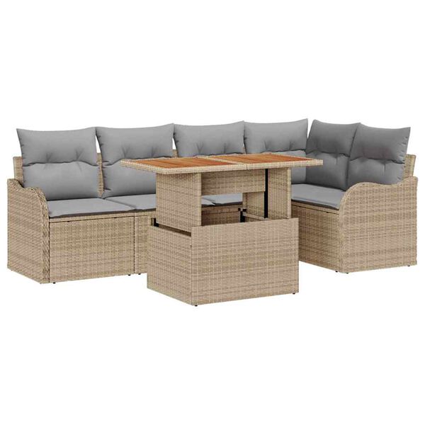 vidaXL Ensemble de canap&eacute; de jardin 6 pcs beige et gris clair