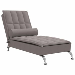 vidaXL Chaise longue de massage avec traversin taupe tissu