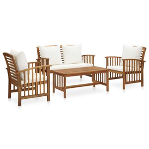 vidaXL Salon de jardin 4 pcs avec coussins Bois d'acacia solide