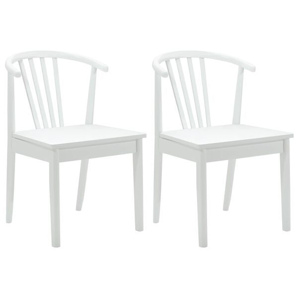 vidaXL Chaise de salle &agrave; manger 2 pcs Blanc Bois de caoutchouc massif