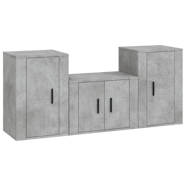 vidaXL Ensemble de meubles TV 3 pcs Gris b&eacute;ton Bois d'ing&eacute;nierie