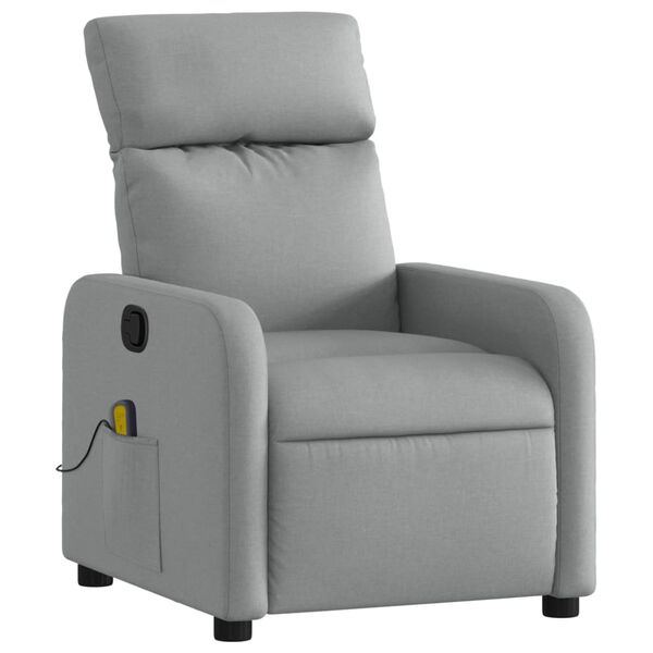 vidaXL Fauteuil de massage inclinable Gris clair Tissu