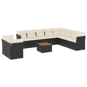 vidaXL Salon de jardin 11 pcs avec coussins noir r&eacute;sine tress&eacute;e