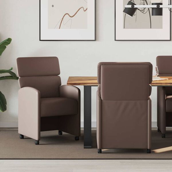 vidaXL Chaises de Salle à Manger avec Roues 2 pcs Marron