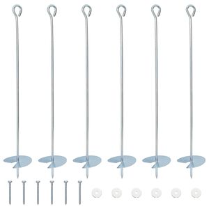 vidaXL Ancre de terre 6 pcs Argent&eacute; &Oslash;10 x 60 cm M&eacute;tal galvanis&eacute;