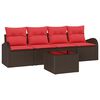 vidaXL Ensemble de canap&eacute; de jardin 5 pcs Beige et Rouge polyrotin