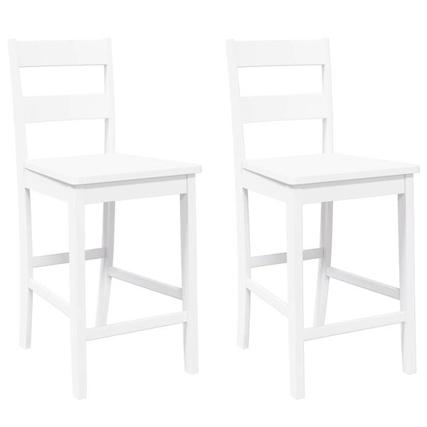 VidaXL Tabourets de bar 2 pcs blanc bois massif d'hévéa