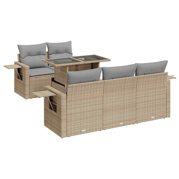 vidaXL Salon de jardin avec coussins 6 pcs beige r&eacute;sine tress&eacute;e