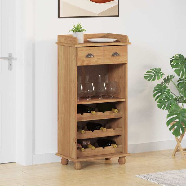 vidaXL Cabinet à vin ASKIM Marron 57 x 37 x 114 cm Bois massif en pin