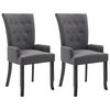 vidaXL Chaises &agrave; manger avec accoudoirs lot de 2 gris fonc&eacute; tissu