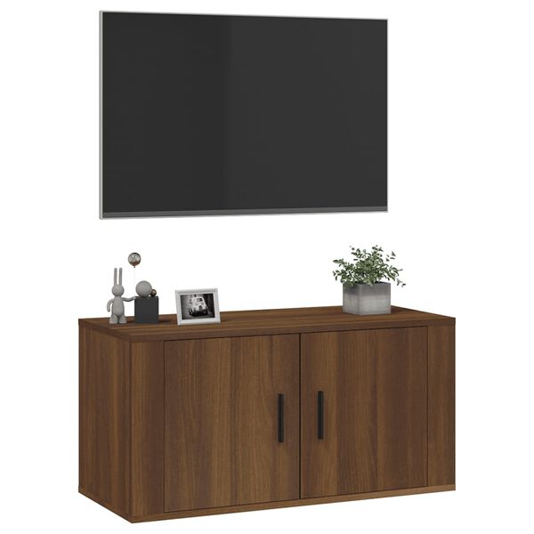 vidaXL Meuble TV mural Ch&ecirc;ne marron 80x34,5x40 cm