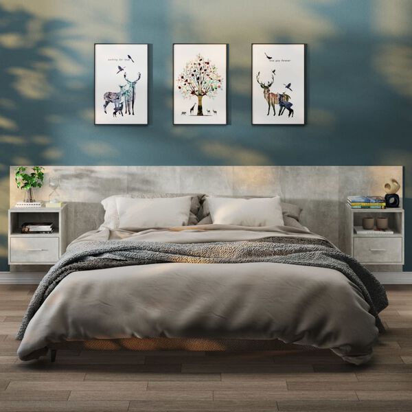 vidaXL Tables de chevet murales 2 pcs Gris b&eacute;ton