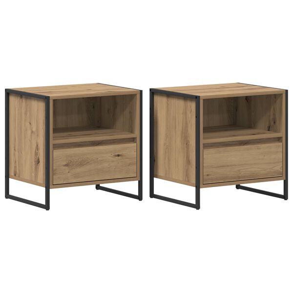 vidaXL Table de chevet 2 pcs Ch&ecirc;ne artisan 50 x 39,5 x 50 cm