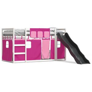 vidaXL Lit superpos&eacute; sans matelas avec toboggan et rideaux 90x190 cm
