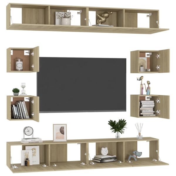 vidaXL Ensemble de meubles TV 8 pcs Chêne sonoma Bois d'ingénierie