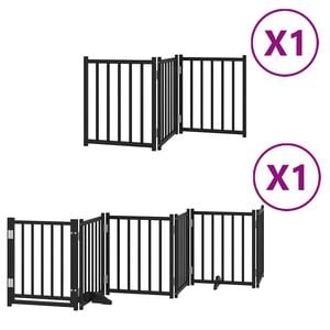 vidaXL Barri&egrave;re pour chien porte pliable 9 panneaux noir bois peuplier