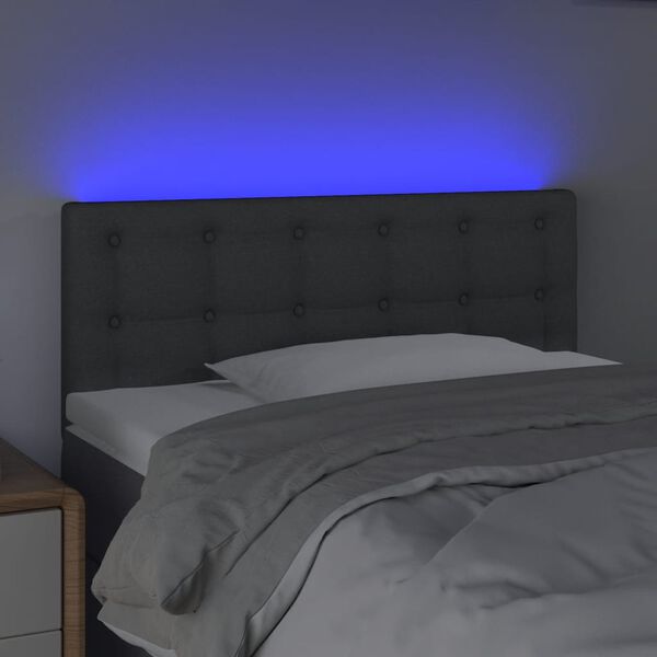 vidaXL T&ecirc;te de lit &agrave; LED Gris fonc&eacute; 80x5x78/88 cm Tissu