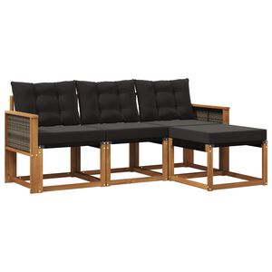 vidaXL Ensemble de canap&eacute;s d'ext&eacute;rieur 4 pc Naturel et noir