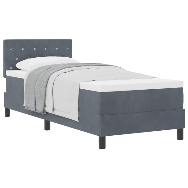 vidaXL Lit &agrave; ressorts avec matelas Gris fonc&eacute; 80 x 200 cm Velours