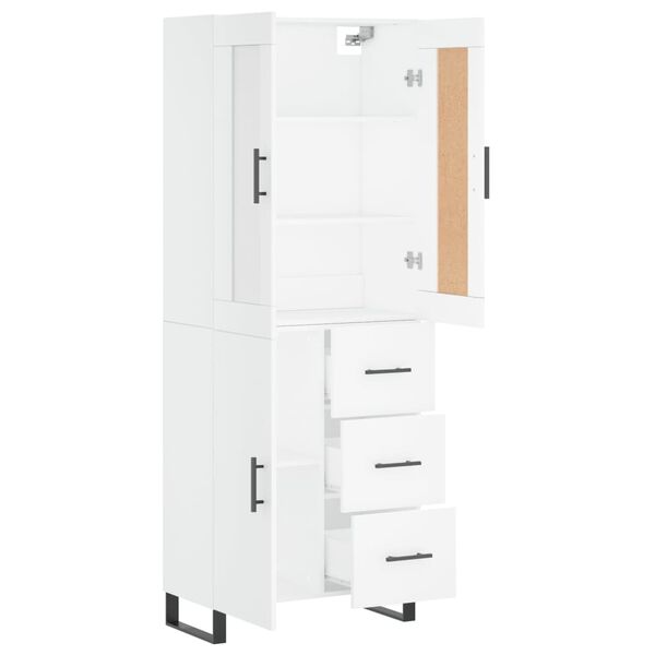 vidaXL Buffet haut Blanc 69,5x34x180 cm Bois d'ing&eacute;nierie