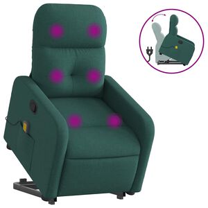 vidaXL Fauteuil inclinable de massage Vert fonc&eacute; Tissu