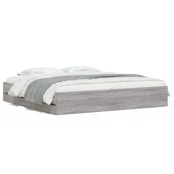 vidaXL Cadre de lit avec tiroirs sans matelas sonoma gris 160x200 cm