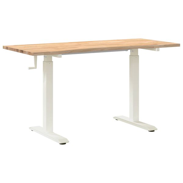 vidaXL Bureau Blanc et Naturel 140 x 60 cm Bois de ch&ecirc;ne massif