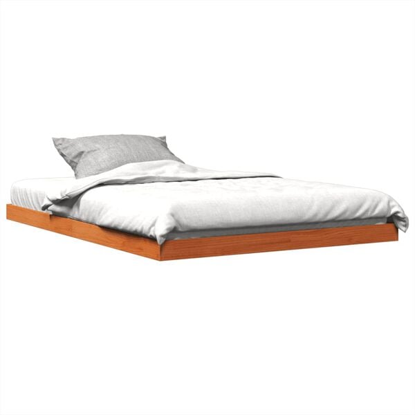 vidaXL Cadre de lit sans matelas cire marron 135x190cm bois pin massif