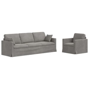 vidaXL Ensemble de Canap&eacute;s 2 pc Gris clair Velours