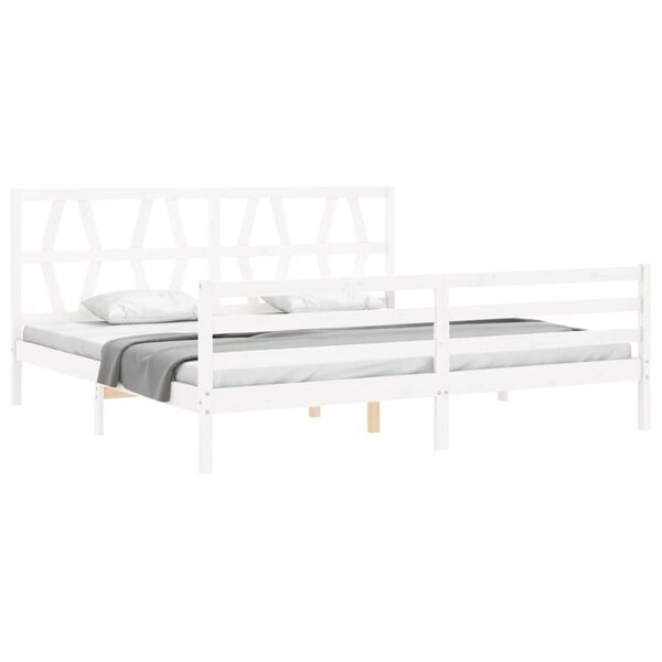 vidaXL Cadre de lit sans matelas blanc 200x200 cm bois massif