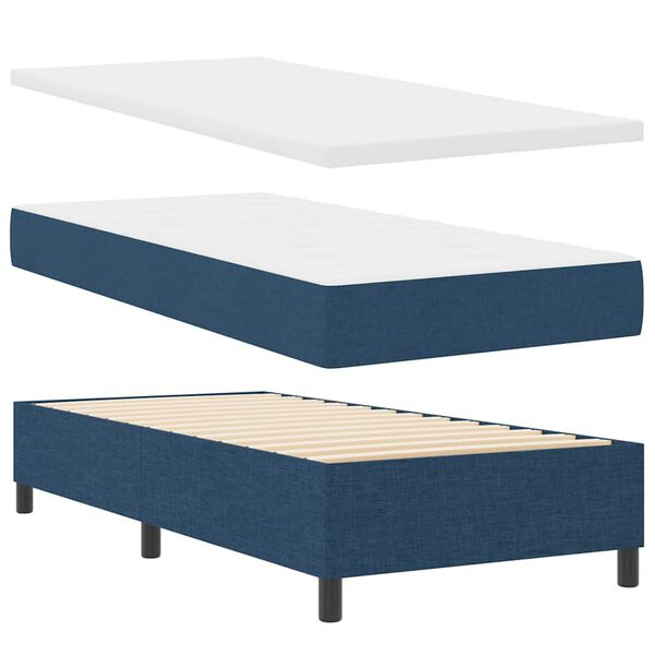 vidaXL Lit &agrave; ressorts avec matelas Bleu 100 x 200 cm tissu