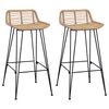 vidaXL Tabouret de bar 2 pc Naturel 44 x 45 x 76 cm Rattan et Acier
