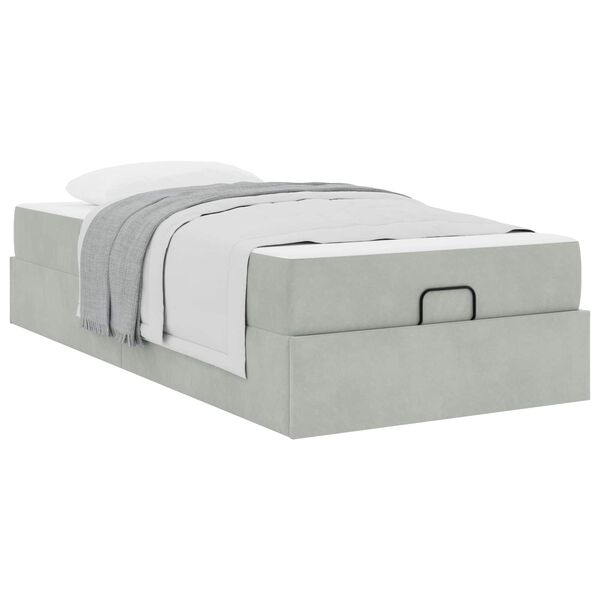 vidaXL Cadre de lit avec matelas avec matelas 2 pcs Gris clair Velours