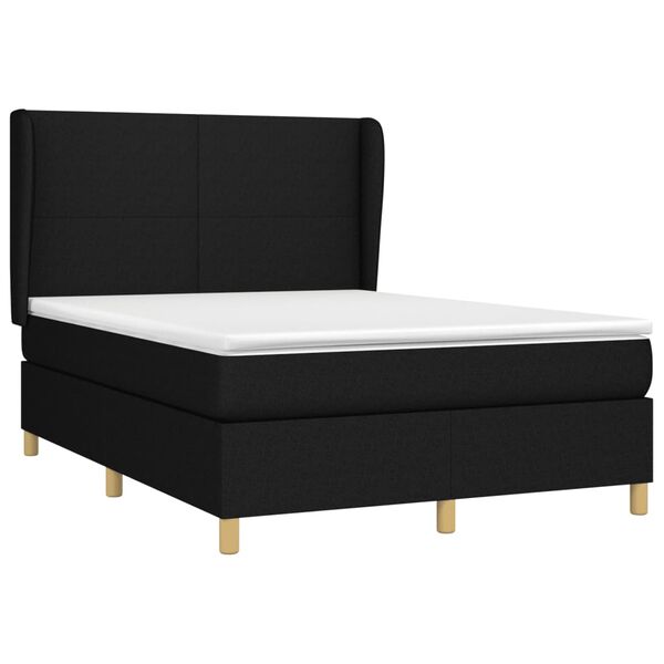 vidaXL Sommier &agrave; lattes de lit avec matelas Noir 140x200 cm Tissu