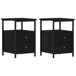 vidaXL Tables de chevet 2 pi&egrave;ces Ch&ecirc;ne noir 34x35,5x50 cm